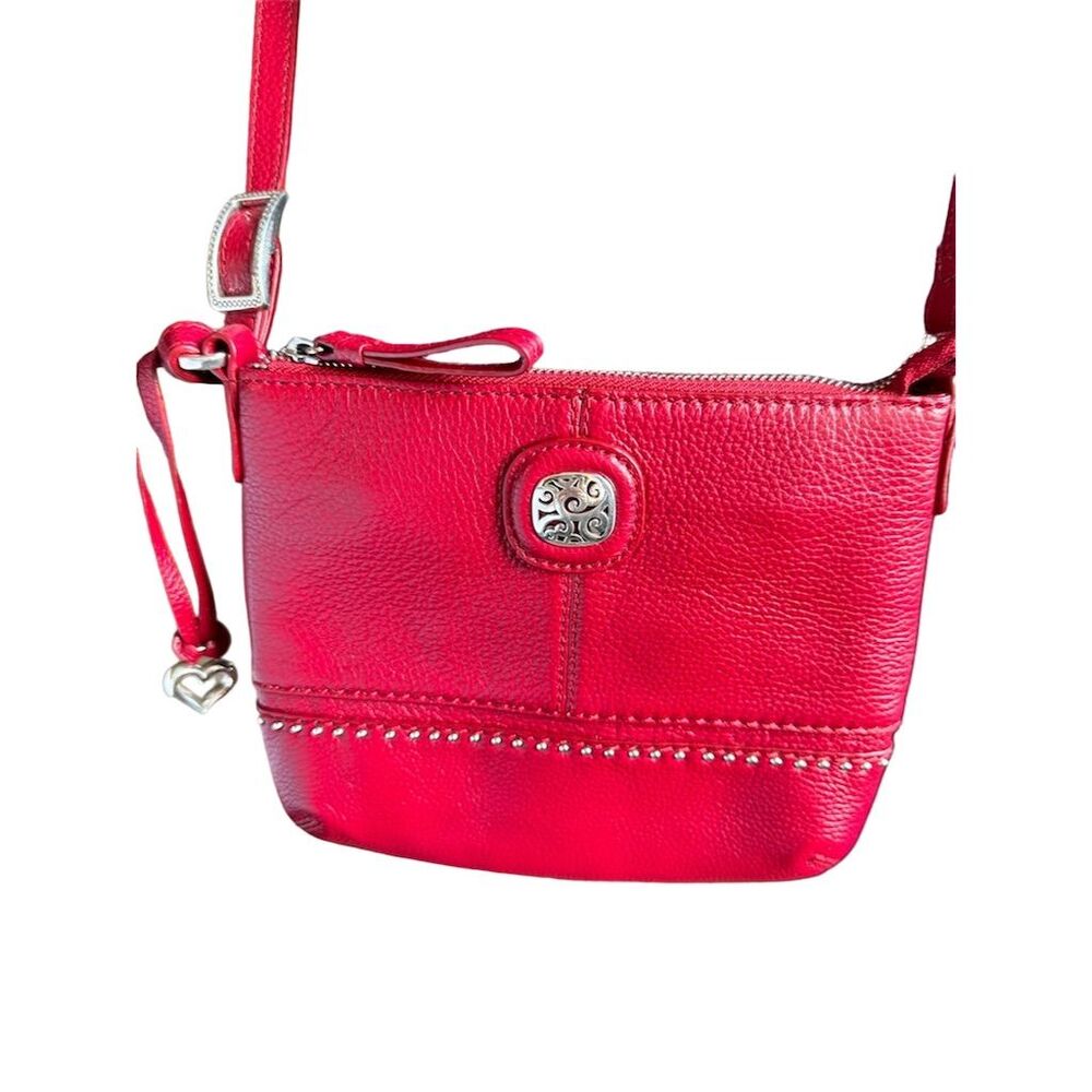 Brighton Red Crossbody Purse w/ Adjustable Strap & Studded Detail